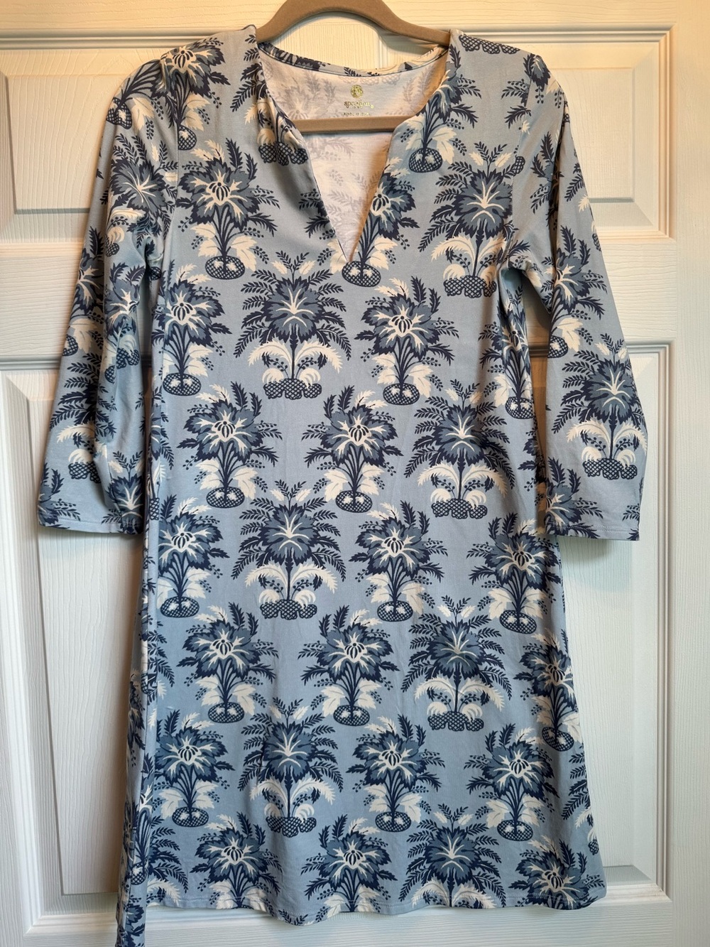Spartina 449 Classic Blue Palm-Print Shift Dress